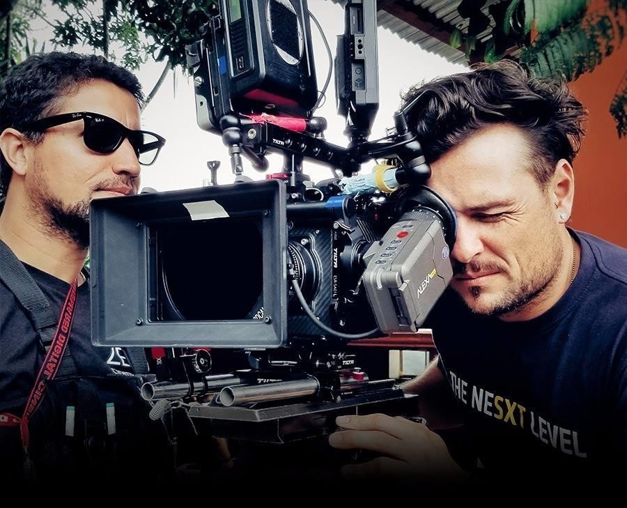 Cinematographers with a cinema camera